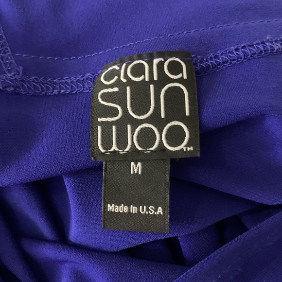 Clara Sun Woo Cobalt Blue Medium Open Shoulder Shark Bite Tunic Top - Picture 3 of 3